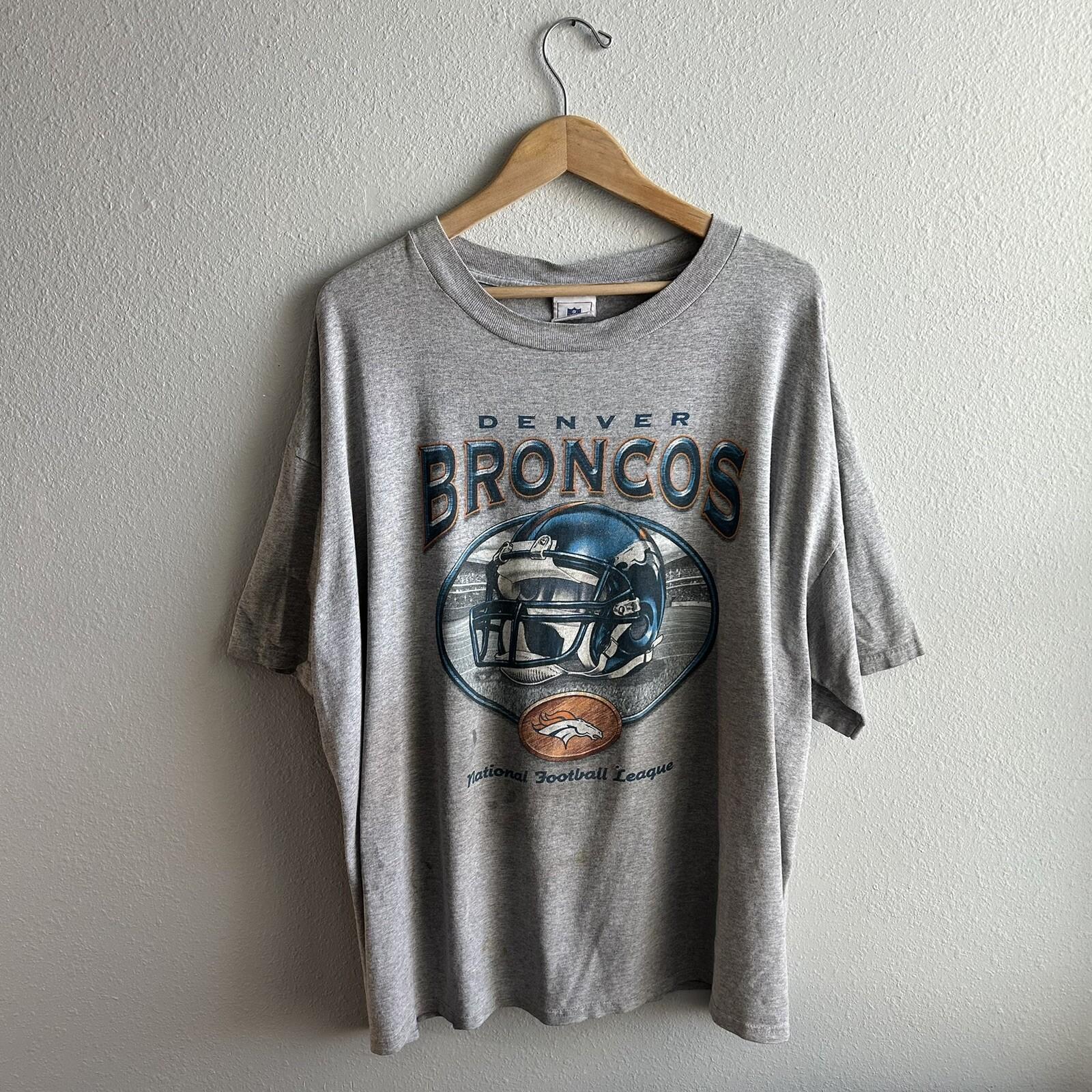 Vintage 90s Denver Broncos Helmet T-shirt XXL NFL Football Graphic Grey S