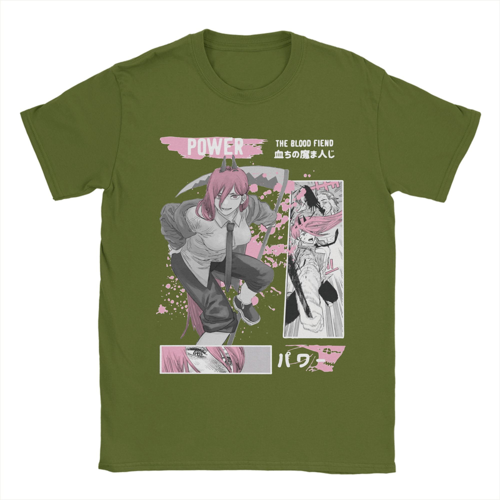 

Novelty Power Chainsaw Man T-Shirt for Men O Neck Pure Cotton T Shirts Anime Manga Short Sleeve Tees Plus Size Tops 4XL