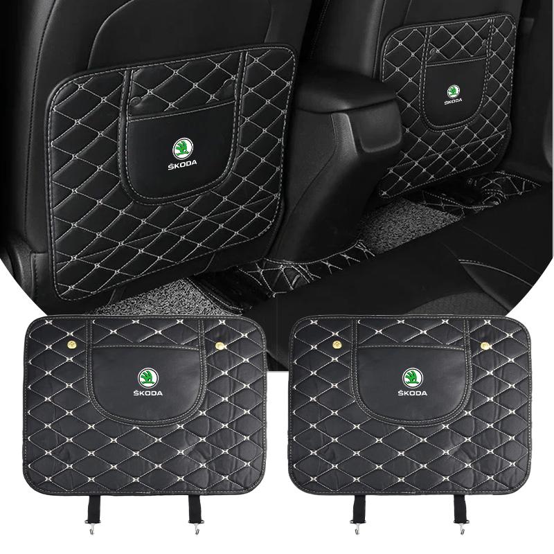 Car Anti-kick Pad Interior Pu Leather Auto Seat Back Protector Pads For Skoda Octavia MK2 MK3 2 3 A7 Fabia Karoq Kodiaq Superb Rapid Kamiq