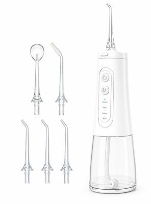 Oral Irrigator Jet Washer with 5 Nozzles and 350ml Large Capacity Tank Perfect for Home Use or Travel Great Gift - -