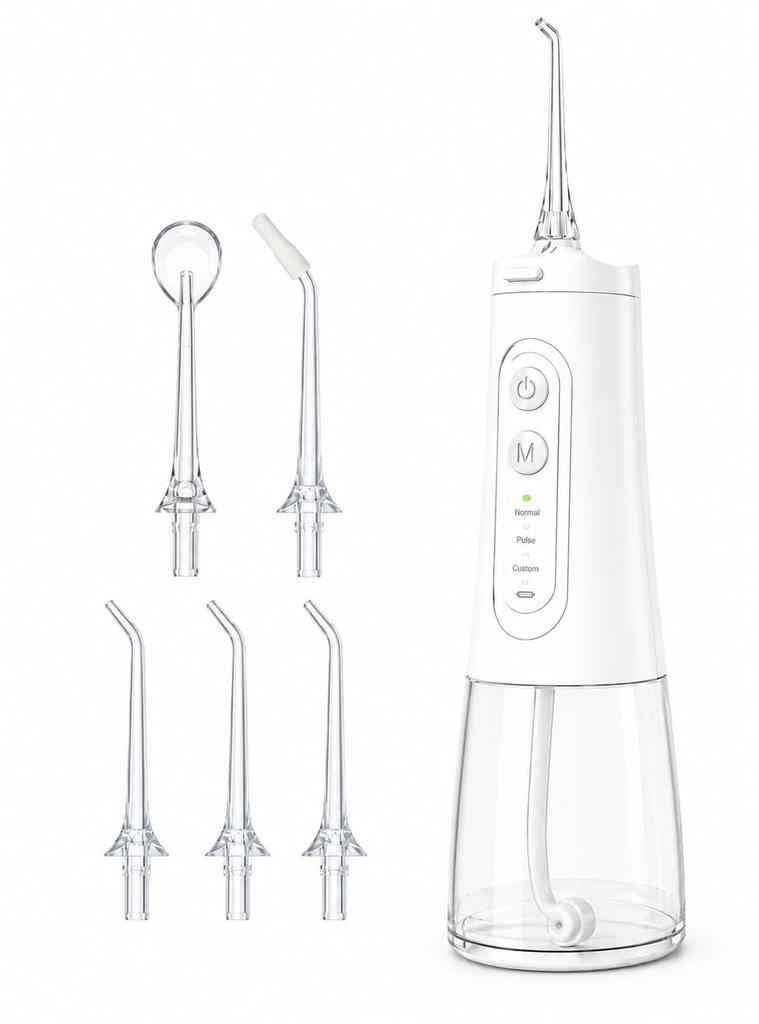 Oral Irrigator Jet Washer with 5 Nozzles and 350ml Large Capacity Tank - Perfect for Home Use or Travel - Great Gift