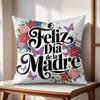 Feliz Dia MaMa Cushion Cover Natural Linen Organic Fabric DoubleSided Printing Couch Pillow Covers Home Decor
