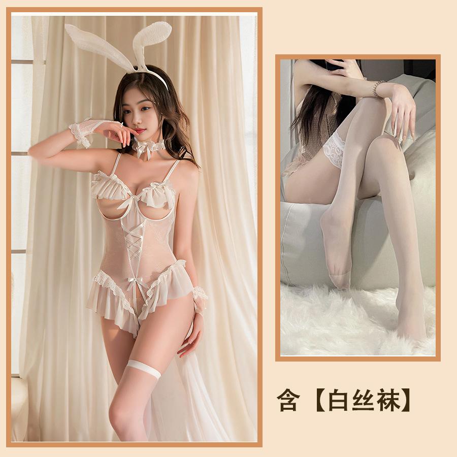 Sexy Lace Bare Chest Open Gear Tight Lace Bunny Sexy Uniform Seduction Suit Woman