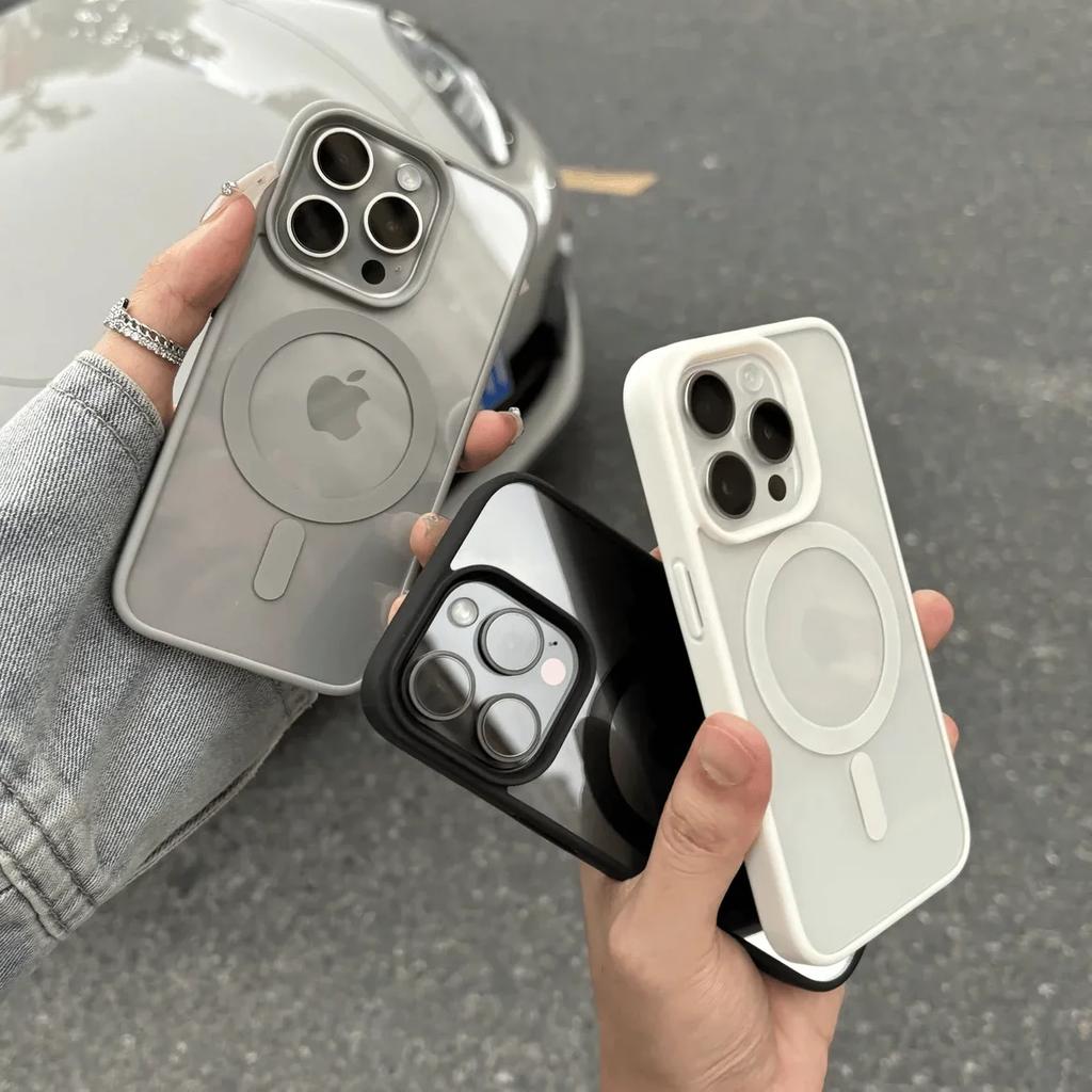 Lyxigt Trådlös Laddning Magsafe Genomskinligt Fodral För iPhone 17 16 15 14 13 12 11 Pro Max Plus Magnetiskt Stötfångarfodral Skydd