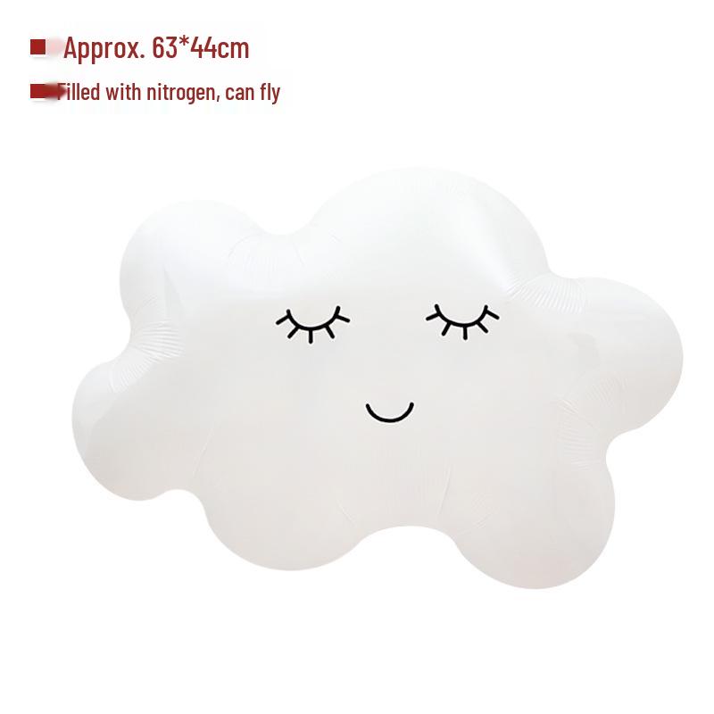 Rainbow Cloud Smiley Face Foil Balloon - Xiaohongshu Style Children's Party Decor.