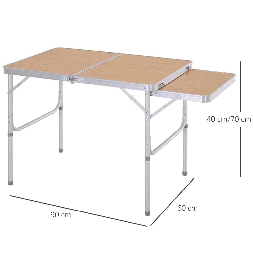 3ft Aluminium MDF-Top Folding Picnic Table Portable Camping Table
