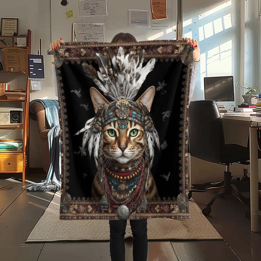 1PC Adorned Wild Sovereign Print FlAannel Blanket, High quality Comfortable for All Seasons, Home Decor, Warmth and Comfort