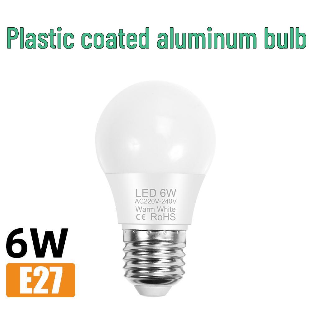High-Brightness Energy-Saving LED Bulb for Indoor and Street Stall Lighting, E27/E14 Compatible, Plastic-Clad Aluminum