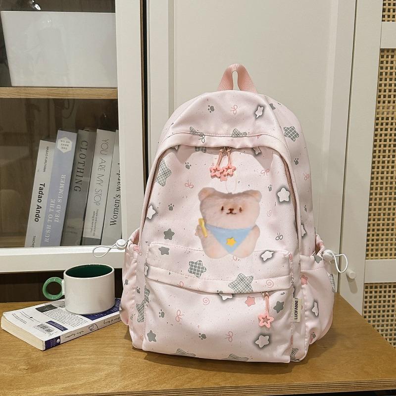 Korean Schoolbag Junior High School Girls Ins Fresh Stars High Value Backpack High School Students Large Capacity Lightweight Backpack