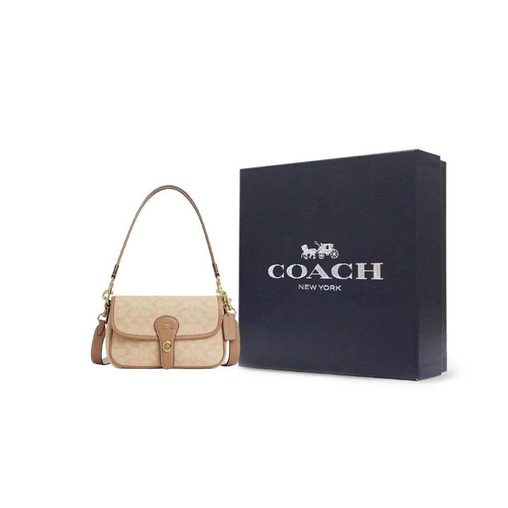 Coach Hadley 25 Monogram Flap Top Handle Crossbody Bag Medium Women Handbags Deep-Natural CAK49-IMLG6