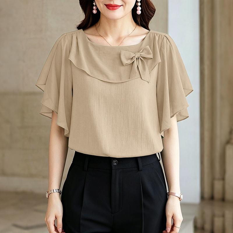 ZANZEA Blusa casual larga da donna con scollo quadrato, maniche corte e balze