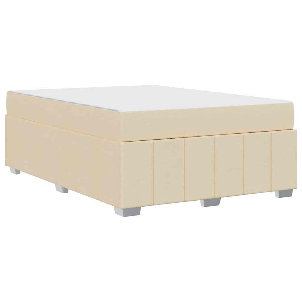 Cream Upholstered Bed Frame with Mattress 140 x 200 cm Fabric