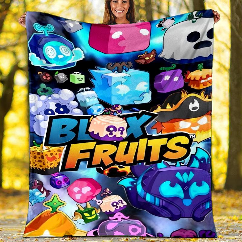 Coperta Stampata Tema Blox Fruits - Perfetta per Divano, Letto, Viaggio e Uso Esterno | Lavabile in Lavatrice, Accogliente e Durevole.