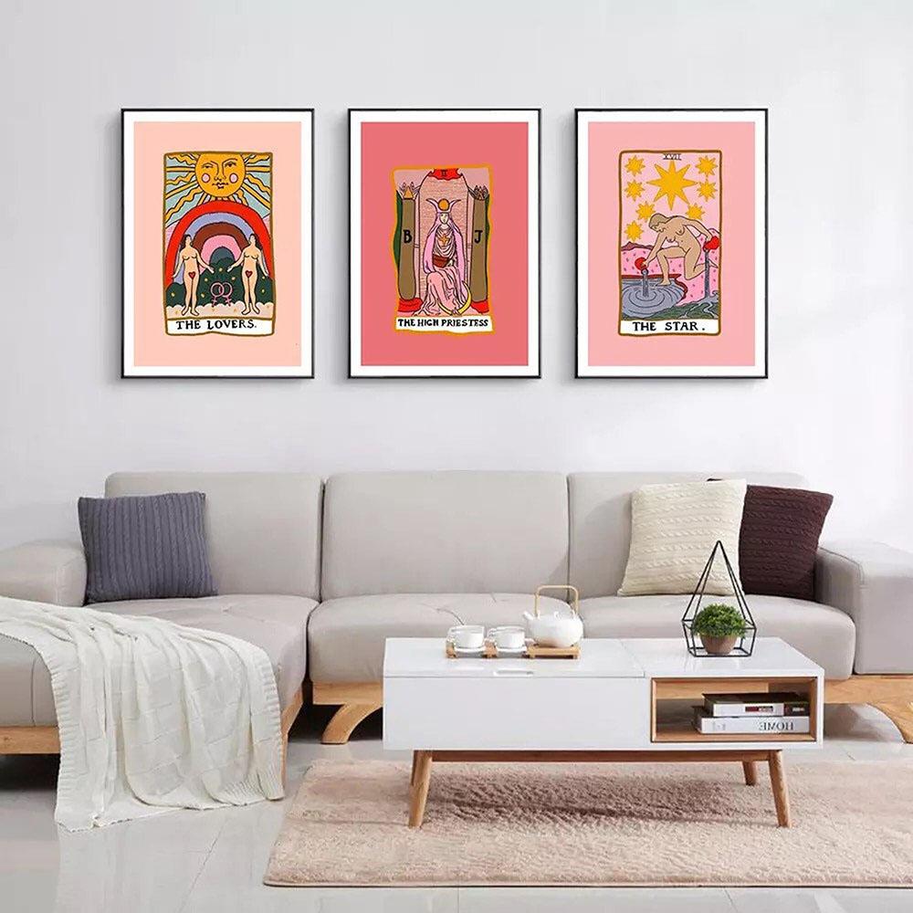 Nordic Abstract The Lovers Tarot Wall Art Pictures Canvas Painting Sun Empress Priestess Posters Prints Living Room Home Decor