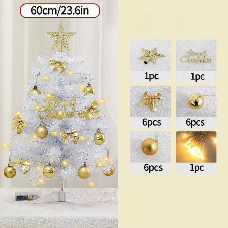 35/45/60Cm Diy Christmas Tree With Led Lights Desktop Ornaments Handmade Artificial Xmas Tree New Year Gift Home Office Decor
