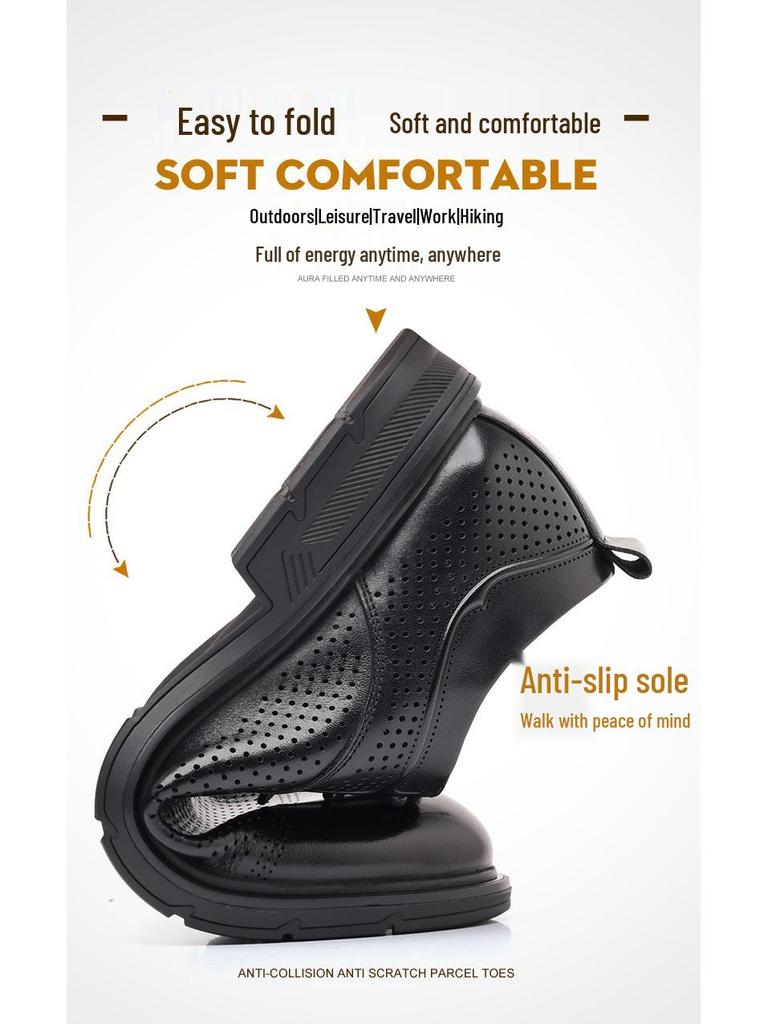 Men's Spring Business Brogue Leather Shoes - Genuine Leather Hollow Sandals