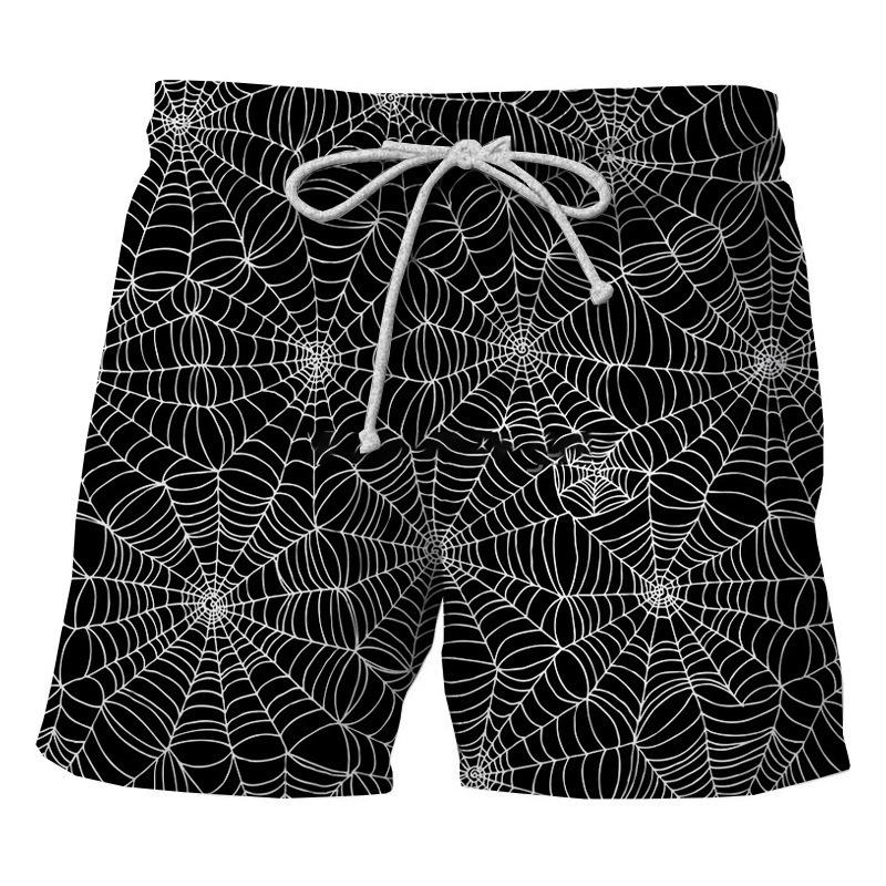 Men s leopard print short pants, summer beach pants, sports shorts S чёрный