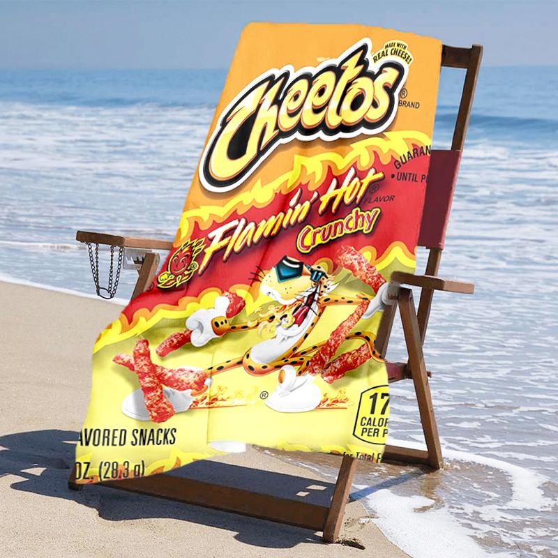 Ultra-Soft Beach Towel with Cheetos Theme,Ideal for Pool - Camping, Diving - Perfect Travel Essential, Vibrant Beach Towel.