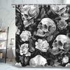 Flowers & Skull Shower Curtain - Durable Polyester, All-Season Modern Home Decor, Includes 12 Hooks, Ideal Bathroom Gift