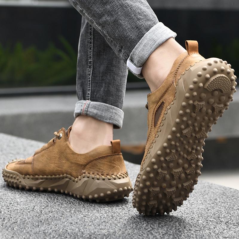 Fashion 2025 Luxury Casual Men Shoes Fashion Comfort Soft Leather Sports Flats Sneakers Versatile Lace-up Outdoor Walking Mens Shoes
