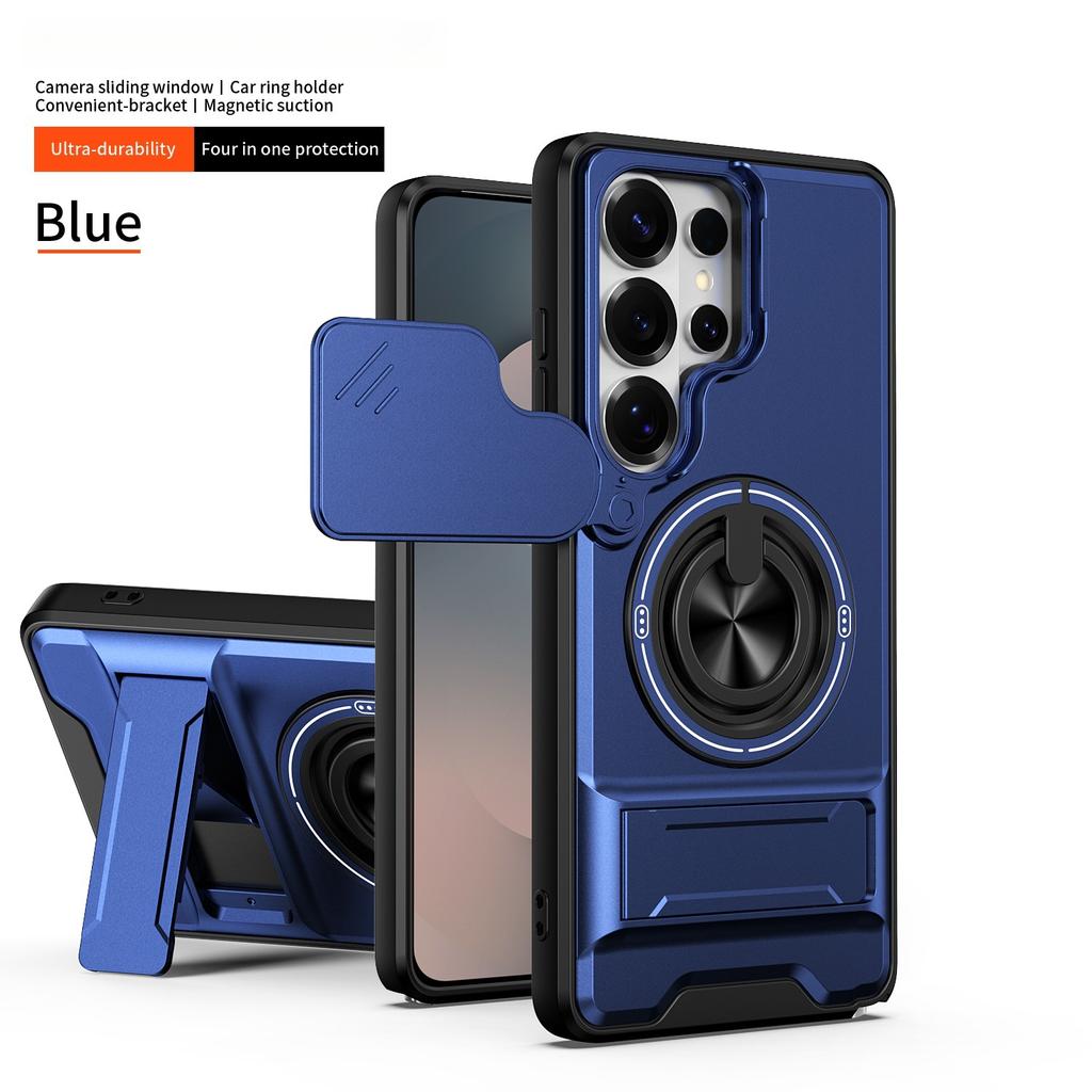 For Samsung Galaxy S21 S22 S23 S24 S25 S26 Ultra S26 Plus Luxury Plastic Rotating Magnetic Ring Holder Phone Case Shell