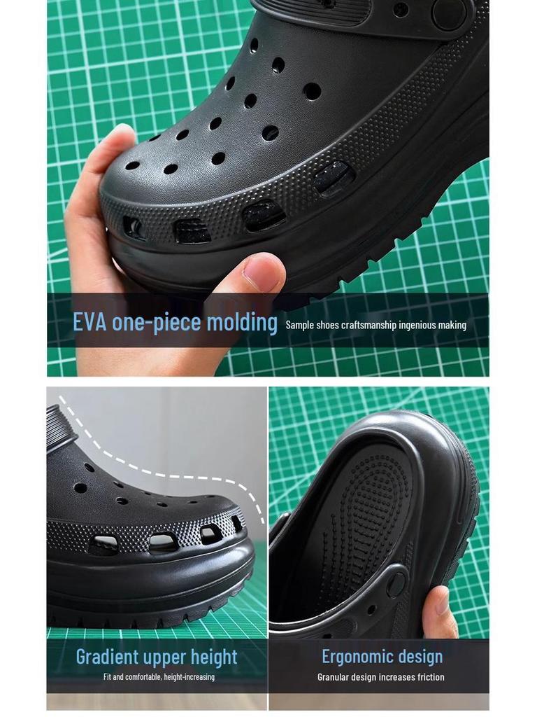 Cross-border Light Wheel Height-Boost Clogs: Non-slip, Thick-Soled, Versatile Beach & Outdoor Sandals