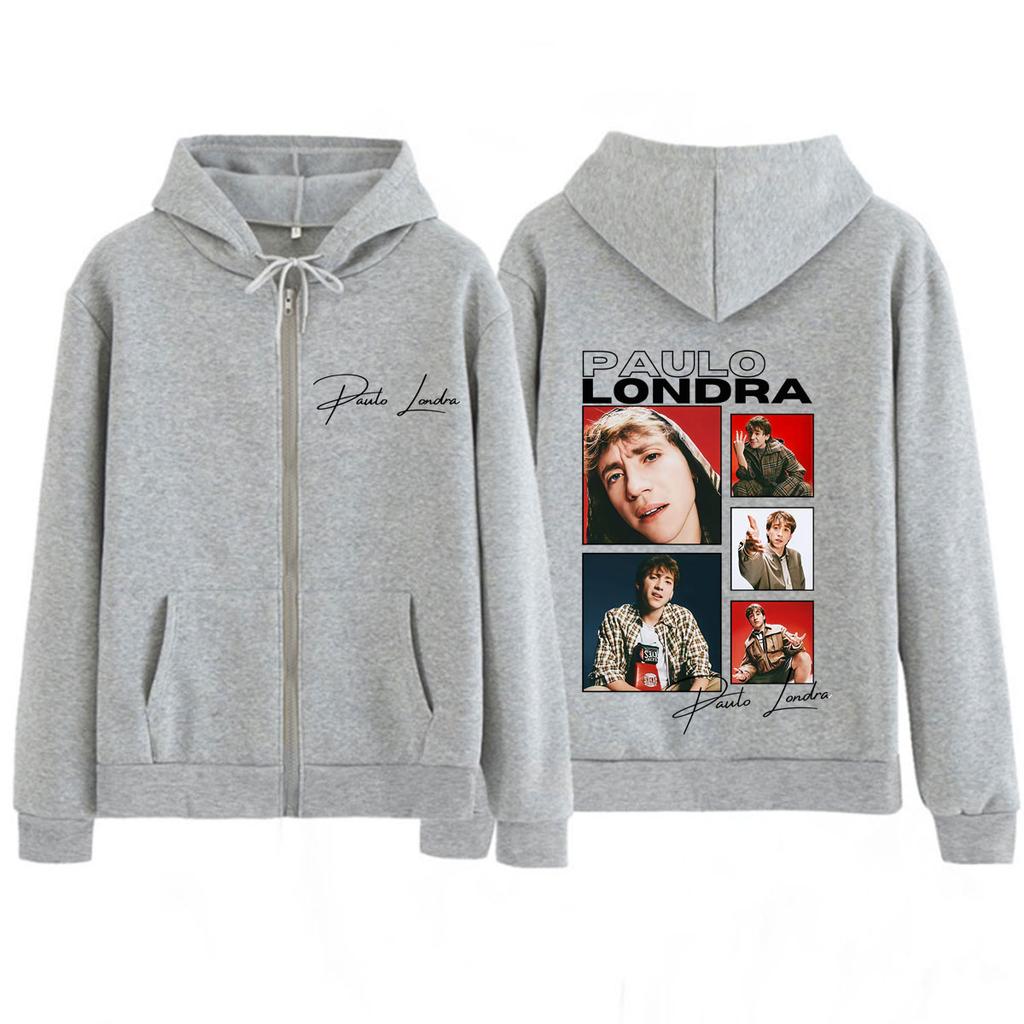 Singer Paulo Londra Album Tour Zipper Hoodie Men Women Fashion Sweatshirts Oversized Casual Loose Zip Up Jacket