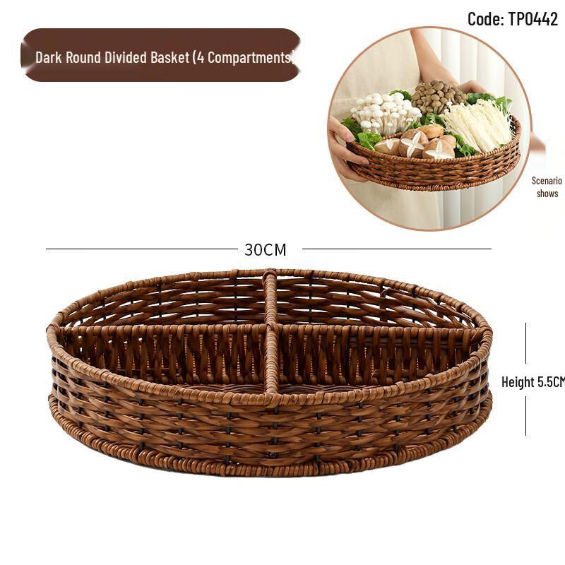 Imitation Rattan Divided Serving Basket