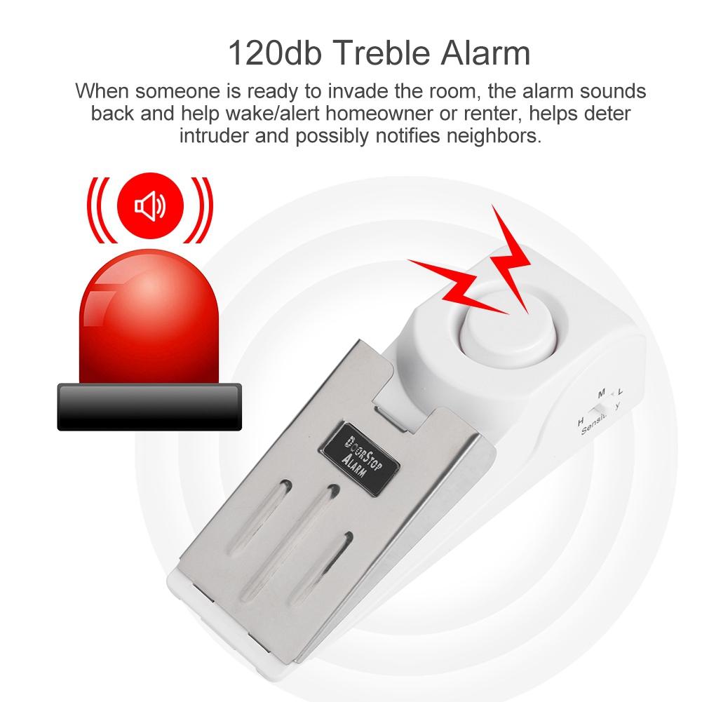 Portable Wedge Shaped Door Stop Security Alarm for Home Travel Apartment Alert Burglar 120db