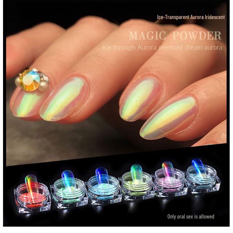 Nail Art Set: Internet Celeb Fairy Aurora, Mermaid Pink, Shell Iridescent, Starry Sky, and Fairy Pink Accessories.