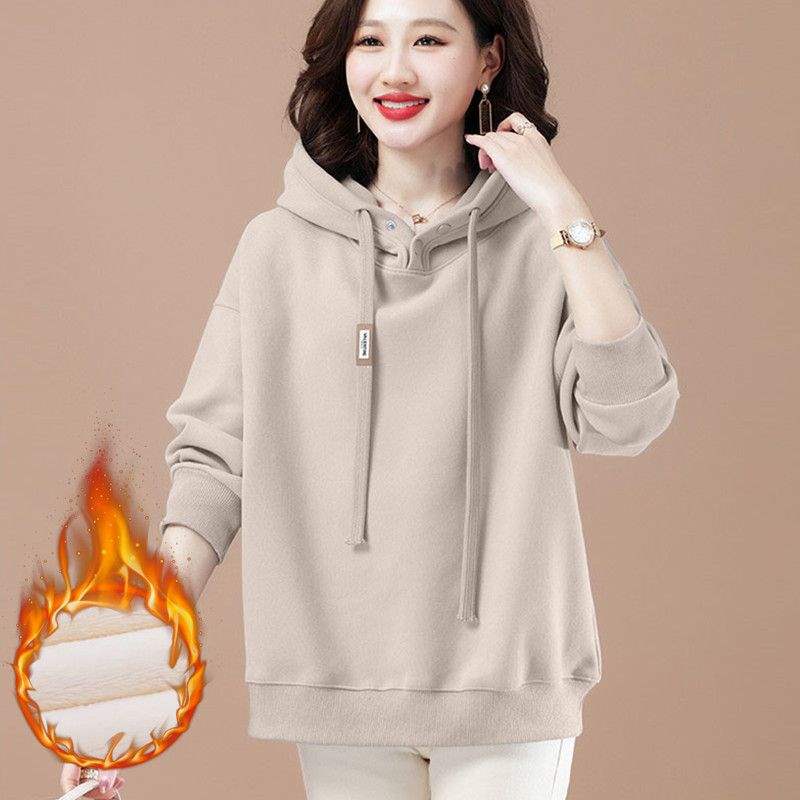Hooded sweater women's fleece thickened fashion casual outerwear top autumn and winter loose women's clothing