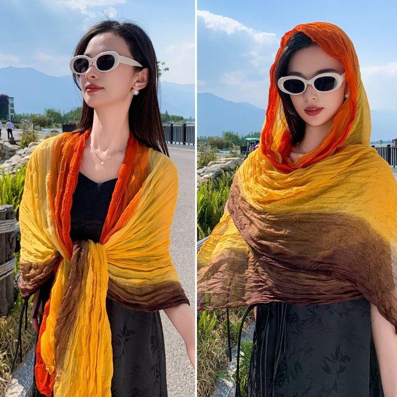 Large Size Printed Gradient Sunscreen Scarf Shawl Beach Towel