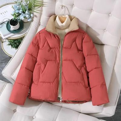Women's Thickened Short Cotton Jacket Loose Fit Stand Collar Autumn Winter Fashion Outerwear Versatile Cotton Coat