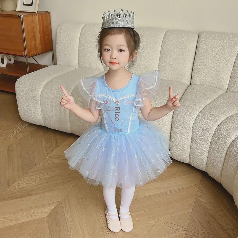 Girls 2025 Frozen Elsa Princess Ballet Skirt Costume for Kindergarten Performance