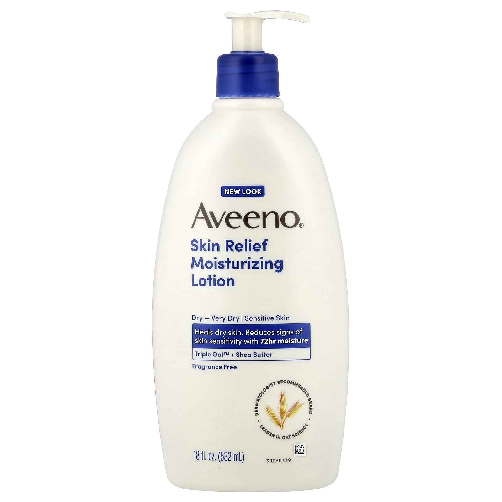 Aveeno, Skin Relief Moisturizing Lotion, Dry, Very Dry, Sensitive Skin, Fragrance Free, 18 fl oz (532 ml)