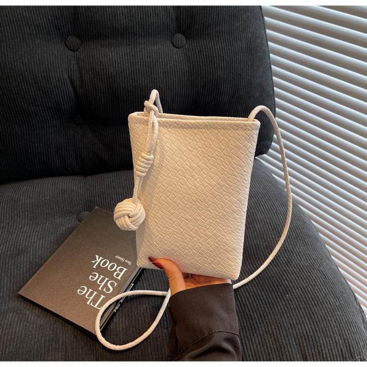 Versatile bucket bag femininity new summer simple fashion shoulder bag woven oblique span bag