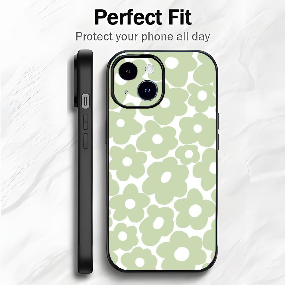 Sage Green Groovy Flowers Art Phone Case Phone Case Soft Packaging Lightweight For iPhone17 16 15 14 13ProMax