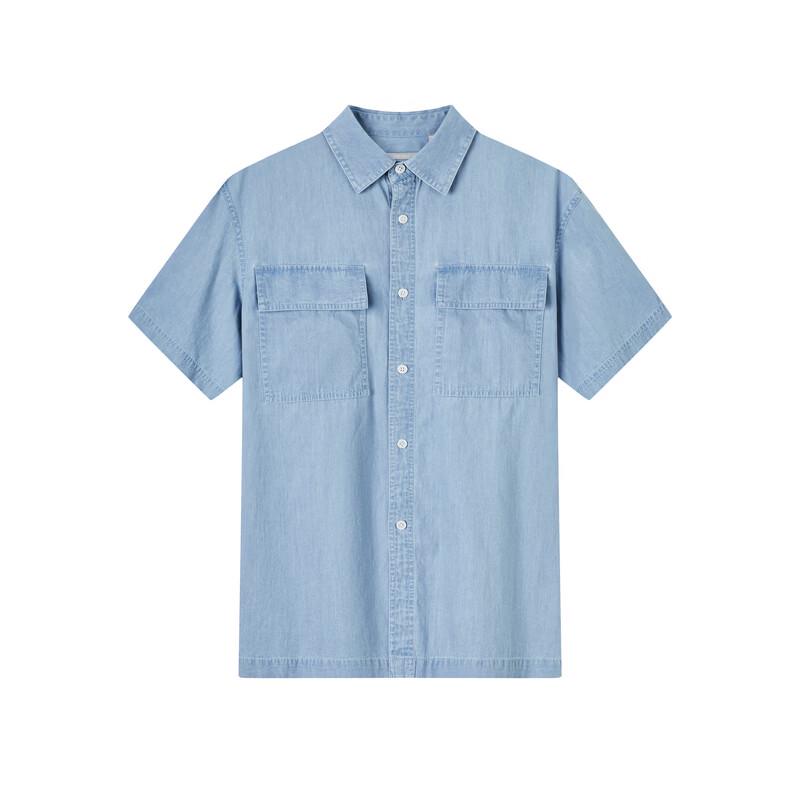 JOEONE Men's Short Sleeve Denim Shirt