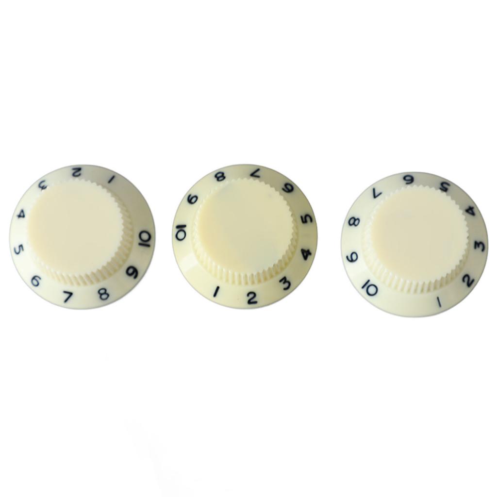 3PCS Potentiometer Rotary Knobs Tone Volume Control Knob Replacement for Electric Guitar Bass Ivory Knob Black Lettering
