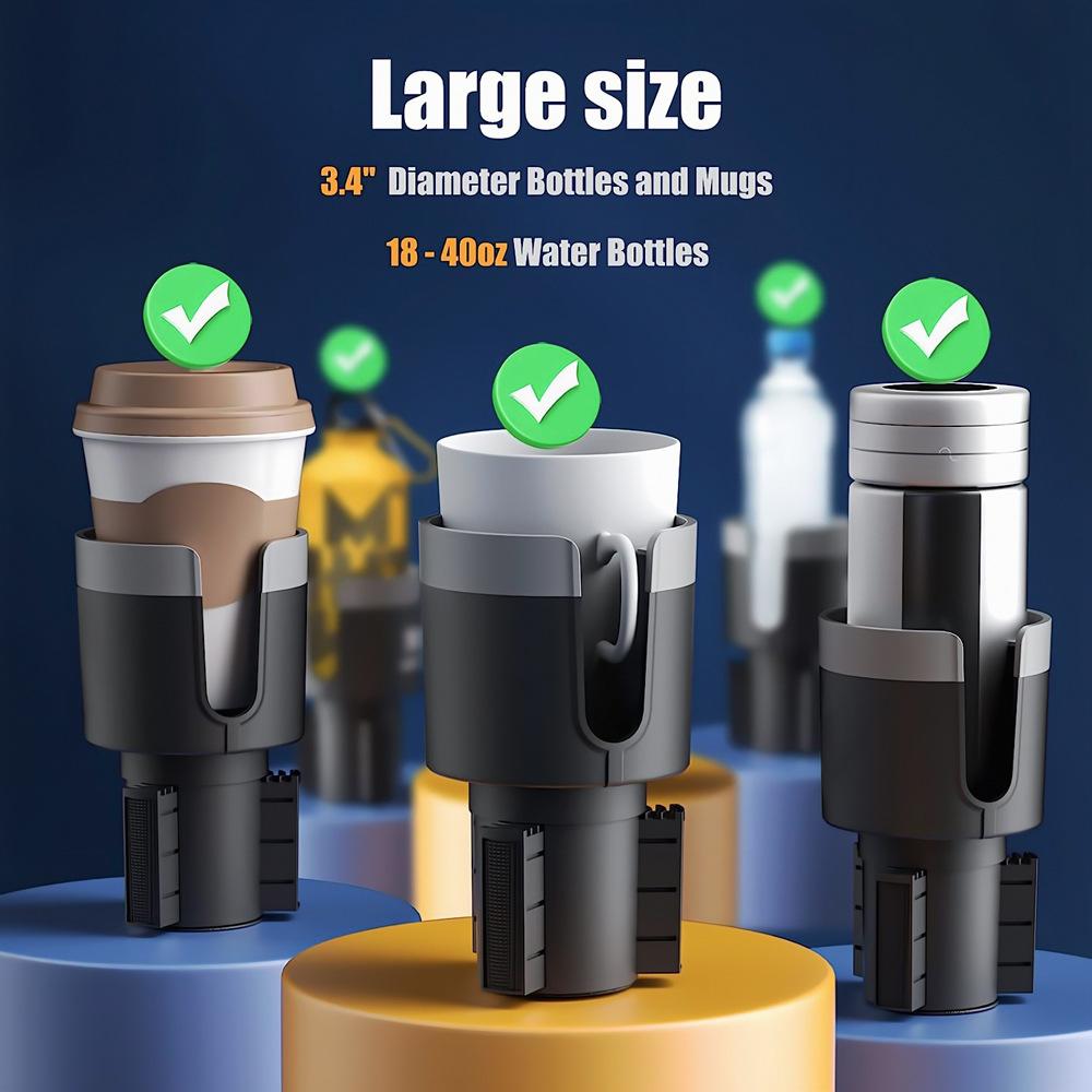 Car Cup Holder Expander With Food Tray Multi-function 360 Degree Adjustable Base Drink Stand For Lunch Snack Auto Accessories