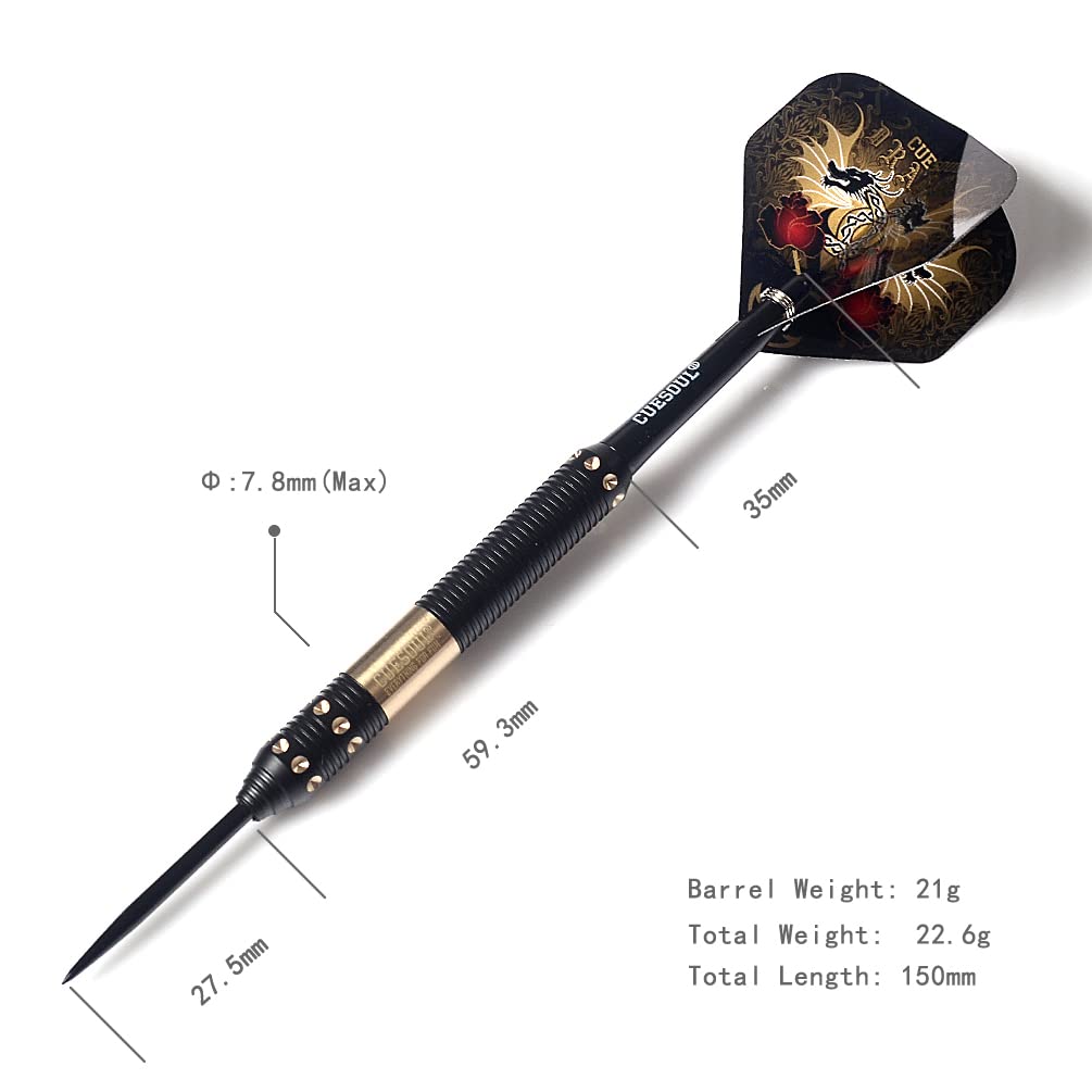 Cuesoul Dragon Deluxe Brass Steel Tip Darts Set 21g F2303-L