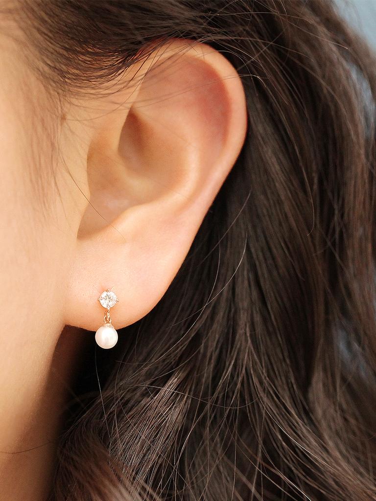 Minimal Piercing 14K Freshwater Pearl Drop Piercing Earrings