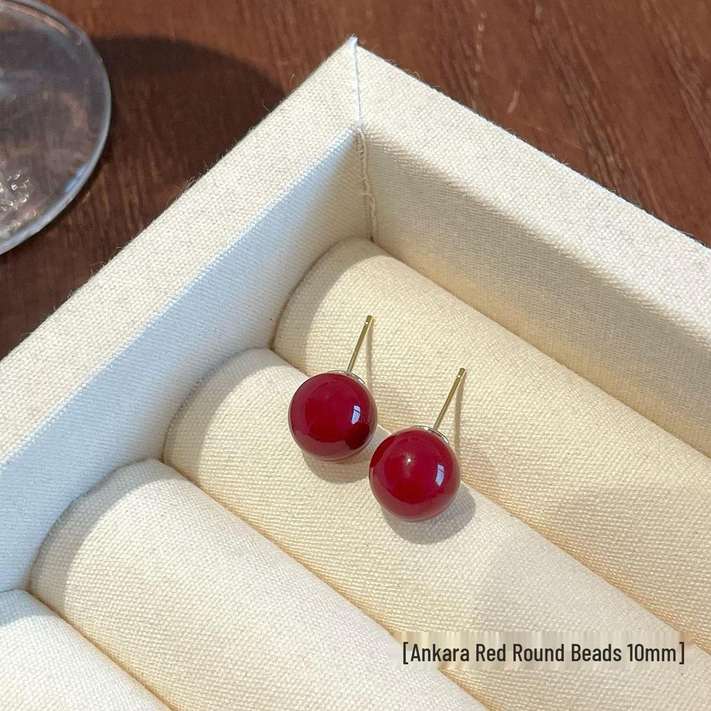 Ankela Rote Perlenstecker - Silberne Nadel, Vielseitiger Stil für Damen, Perfekt für die Neujahrskollektion