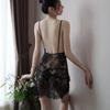 Sexy women's lingerie suspender eyelash lace nightdress see-through skirt seduction pajamas pure desire suit