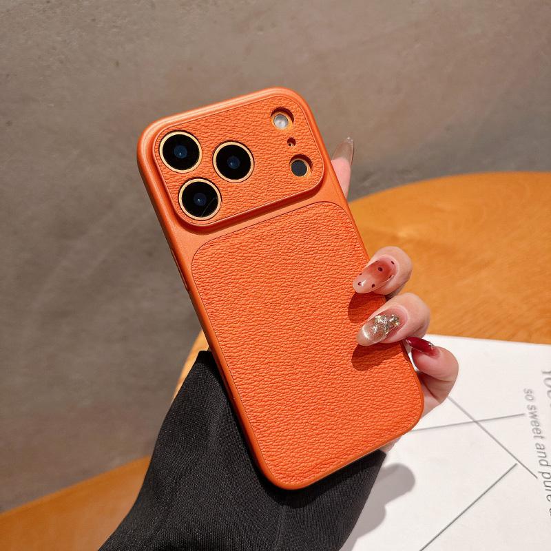 Solid Color Matte Soft TPU Border Artificial Leather Phone Case For iPhone 17 Pro Max 15 14 13 16 Pro Max Shockproof Back Cover