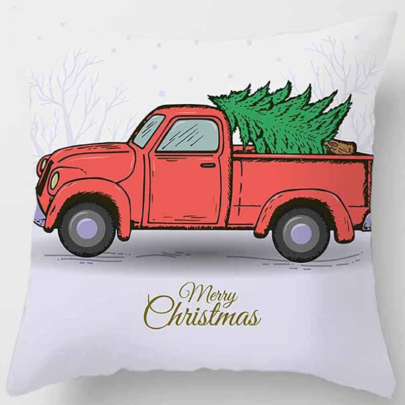 Christmas Truck Tree Pillowcase Festival Gift Cushion Cover Home Decoration Car Sofa Cushion Cover Funda De Almohada
