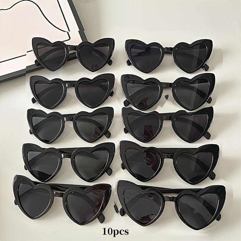 10pcs Lunettes de Soleil Colorées pour Fête d'Enterrement de Vie de Jeune Fille Décoration Mariage Douche Nuptiale Fête de Poule Cadeau Mariée Demoiselle d'Honneur Lunettes en Forme de Cœur