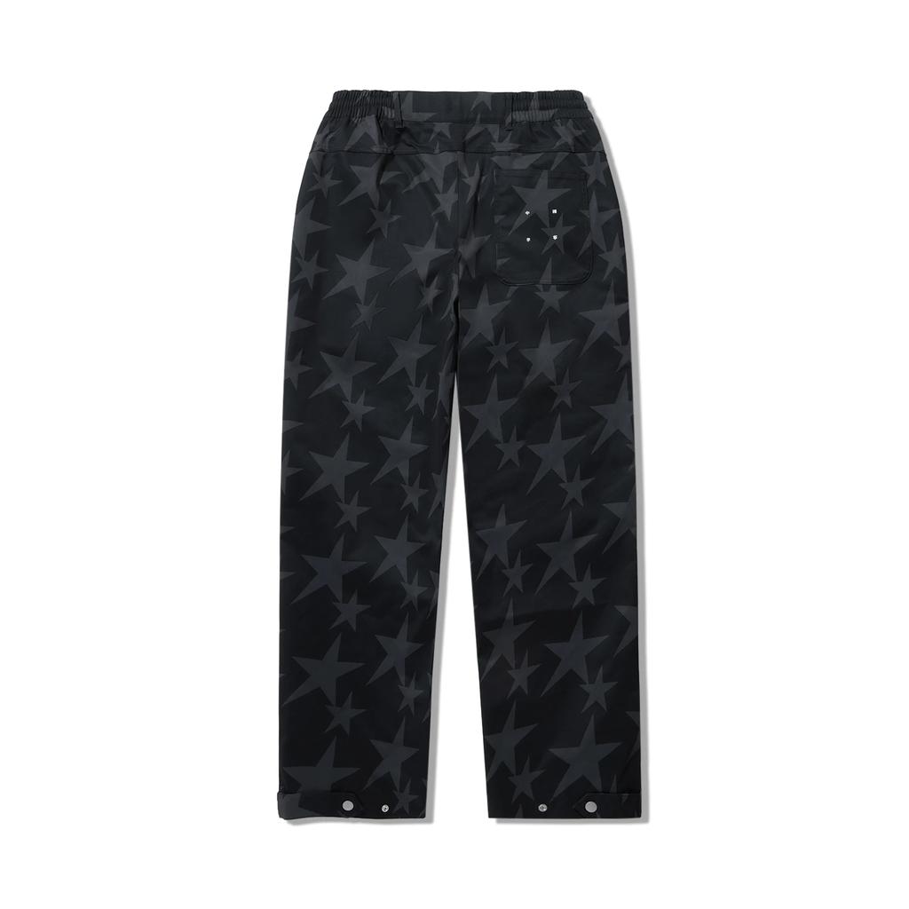 Li Ning Star Print Mid-Rise Straight Loose Fit Zipper Casual Pants Men Bottoms Black AKXU113-3
