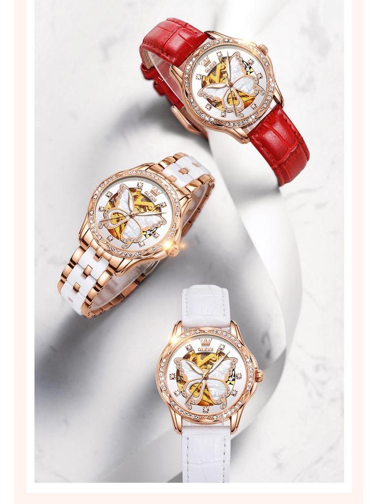 Damskie ceramiczne automatyczne zegarki mechaniczne Oulishi