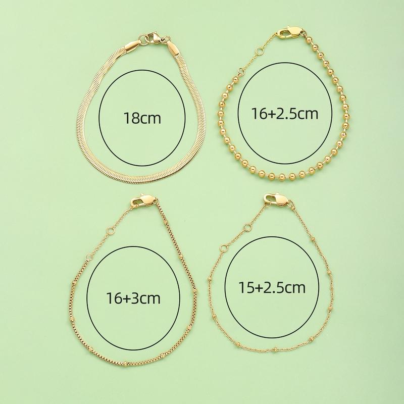 CARLIDANA New Style Three Layering Bracelets Dainty Simple Rope Chain Wear Stainless Steel No Fade Jewelry